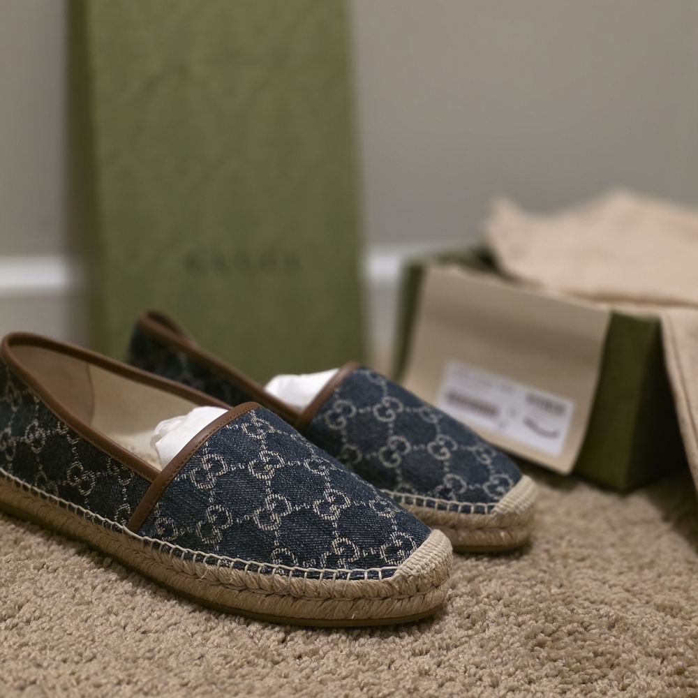 Gucci Blue Monogram Denim Espadrilles - Picture 5 of 5